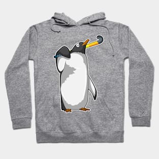 Penguin at Hockey with Hockey stick Hoodie